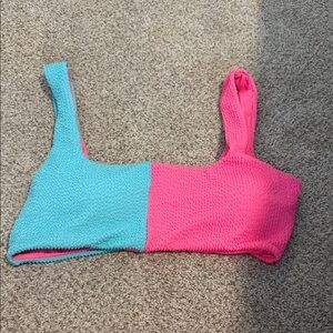 Pink Lily Blue and Pink Bikini Top
